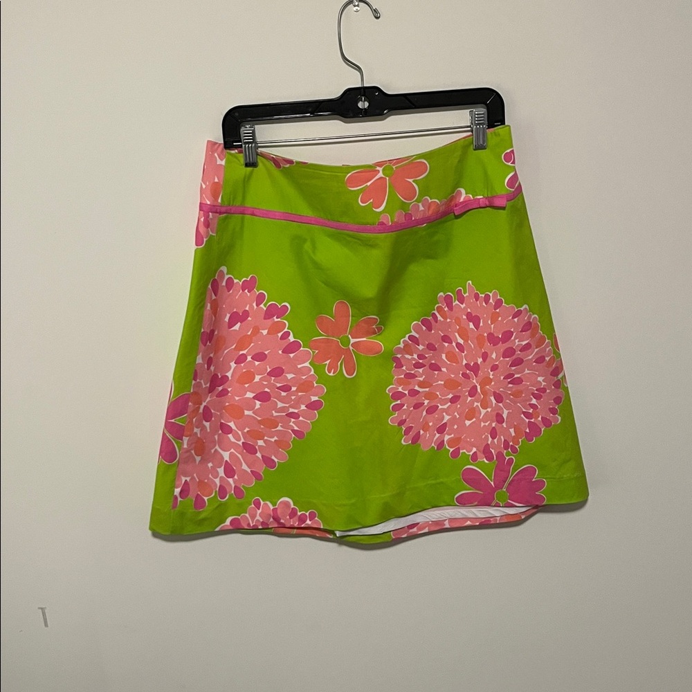 Vintage Lilly Pulitzer Floral Green and Pink Women's Skirt